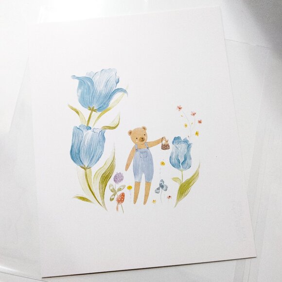 NEW Cuddle + Kind Cute Nursery Art Prints Deer Bear Flowers Mushrooms Baby Decor - Picture 1 of 2